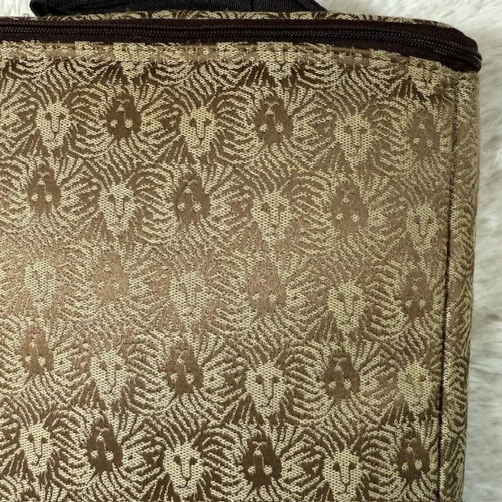 Vintage Anne Klein Bronze Lion Padded Laptop Sleeve Zip Top Handled Case